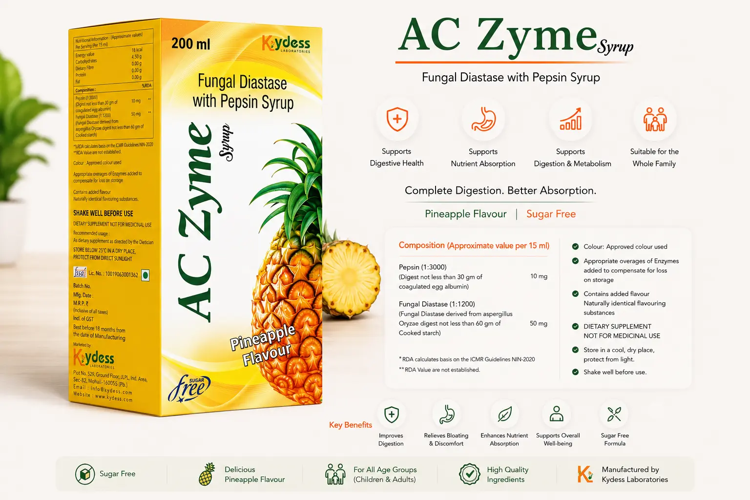 AC Zyme Syrup, 200ml bottle