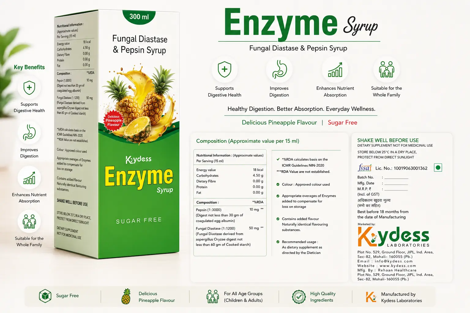 BetaLysin multivitamin syrup with L-Lysine, mango flavour, 300ml bottle