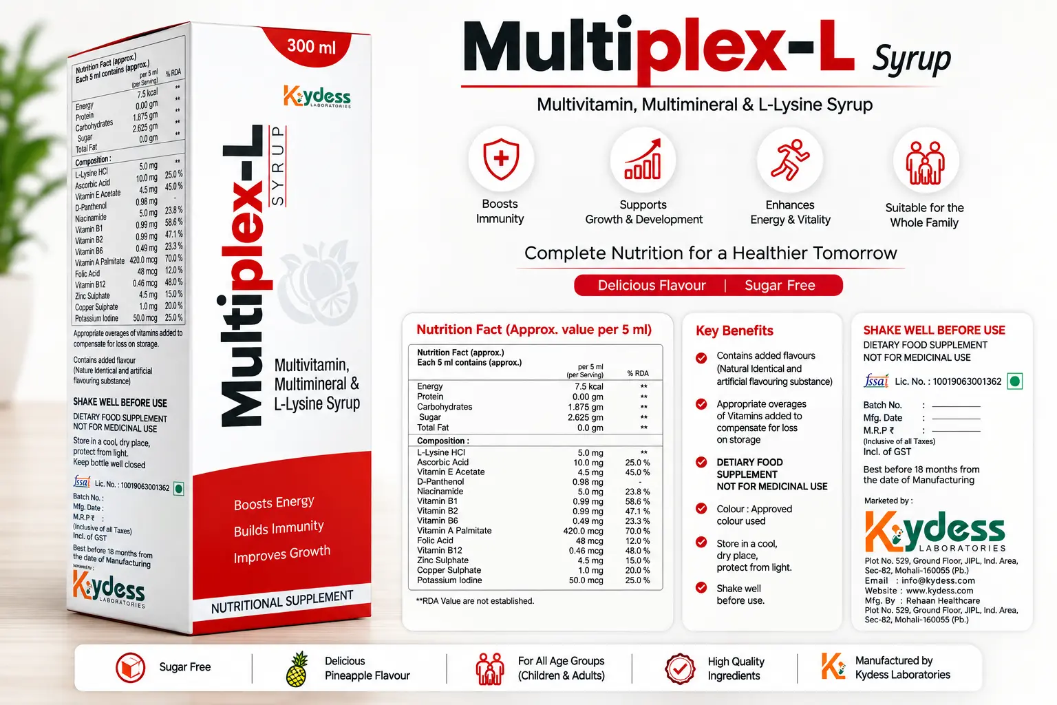 BMultiplex-L Syrup – Multivitamin, Multimineral & L-Lysine Tonic